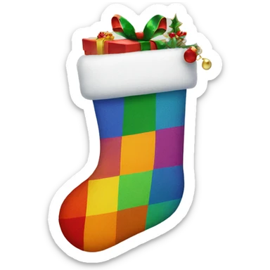 Rainbow Christmas stocking  sticker