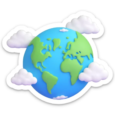 Earth from space, blue and green with clouds sticker