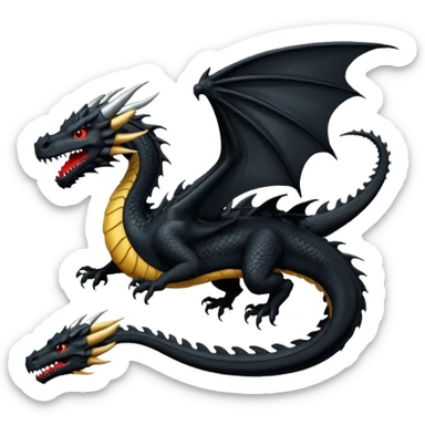 Extreme huge black dragon flying with a female rider on top of it sticker