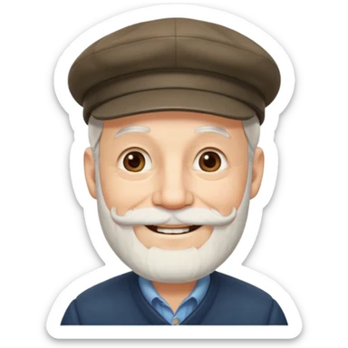 Old man white beard wearing a flat cap sticker