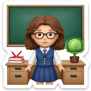 Cabbage patch doll dressed as a teacher with brown hair  sticker