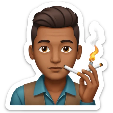 Indian brown guy with side gfade hair style, smoking cigarette sticker