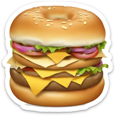 Bagel with burger between it  sticker