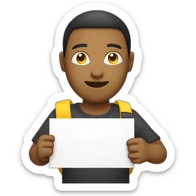 guy holding sign that have “p.” and the dot is in yellow sticker