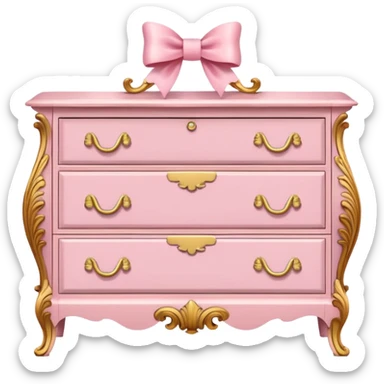 Pastel pink dresser with gold bow handles  sticker