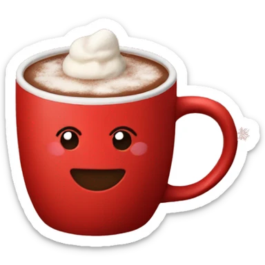 Hot chocolate in a red mug with snowflakes on it sticker