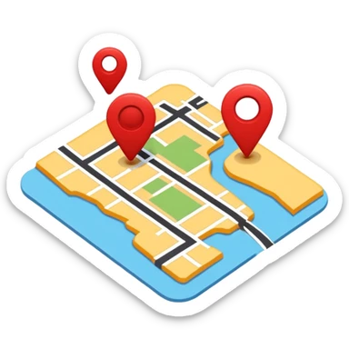 Create a realistic emoji of a map with a red route  sticker