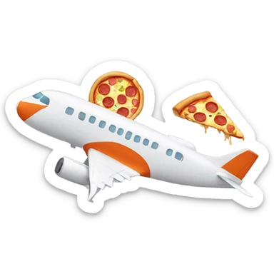 plane with a pizza design sticker