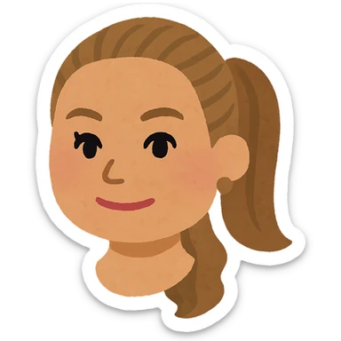 Beyonce's head in Irasutoya style, friendly, simple, cartoonish, soft colors, round face, big eyes, subtle smile, no background sticker