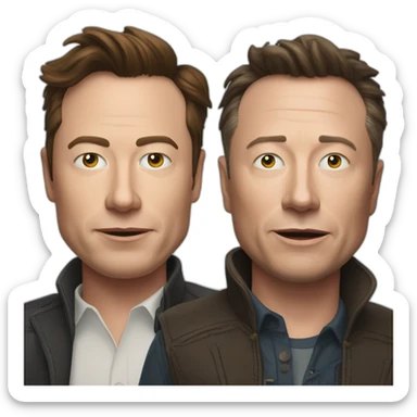Cross between Elon Musk and Jules Hudson from escape to the country sticker