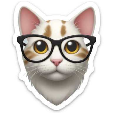 heart shaped cat with glasses sticker