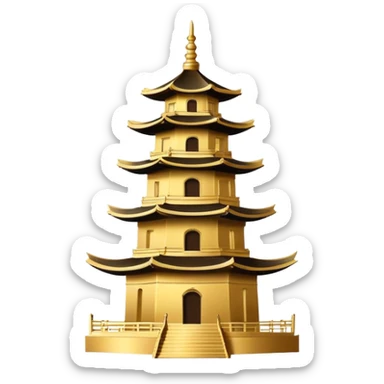 Simple iconic Chinese pagoda silhouette, minimal details, representative symbol sticker