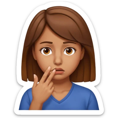 girl holding her nose because bad smell sticker