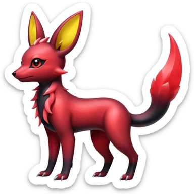  Shiny red iridescent Umbreon-Salandit-Jolteon-fusion sticker