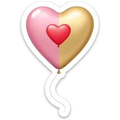 Romantic pastel gold and red and white and pink heart-shaped balloon sticker