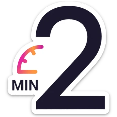 The number 2 with "min" indicator, like on a digital timer display sticker