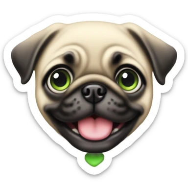 Cute Baby pug with big green eyes happy  sticker