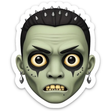 Zumbi man, white, black eye, studded earrings on both ears sticker
