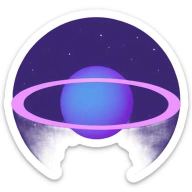 Saturn with rings blue pink and purple  sticker