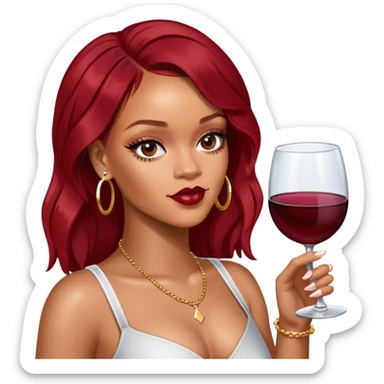 Photo Realistic Rihanna with wine glass sticker