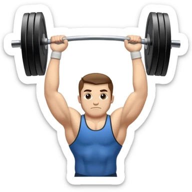Emblem representing weightlifting, featuring a powerful lifter holding a barbell overhead, with weights clearly visible. The design focuses on strength and technique, symbolizing the discipline and precision of heavy lifting. sticker