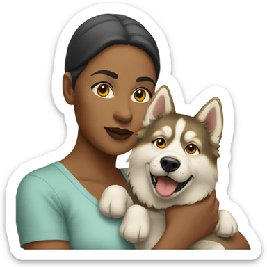 Woman and golden Husky  sticker