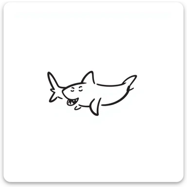 Hand-drawn shark with fins and tail sticker