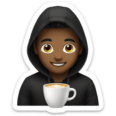 smiling boy in black hoodie as a barista sticker