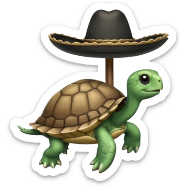 Tortuga con sombrero vaquero negro sticker