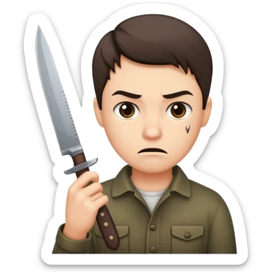 Classic Annoyed face with knife in hand sticker