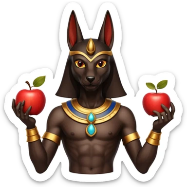 anubis god with an apple sticker