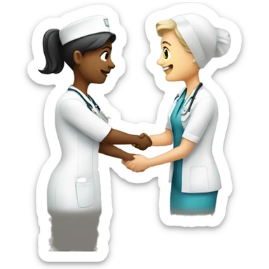 a nurse shaking hands with a consultant sticker