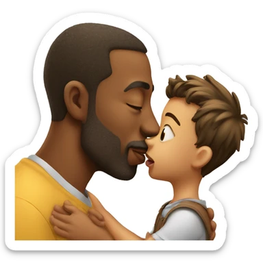 father kissing son on the lips sticker