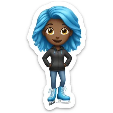 Black girl with blue hair on ice skates sticker