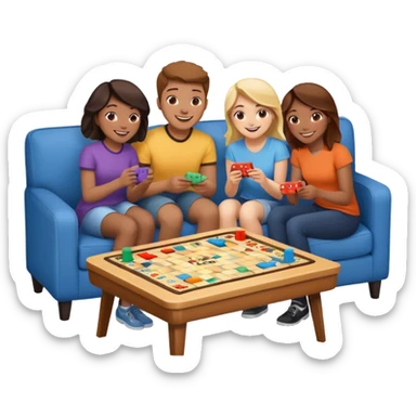 group of friends on couch playing a game sticker