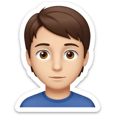 boy with straight brown hair and brow eyes sticker