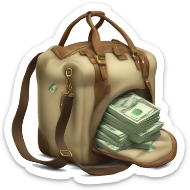 photorealistic Travel bag full of money sticker