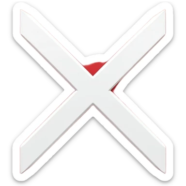 Red square with crossed symbol which is white and looks like the letter "X" sticker