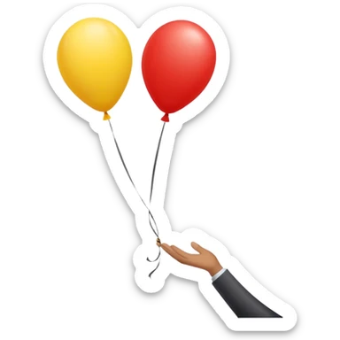 letting go of a yellow red balloon hand  sticker