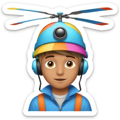 Boy wear colorful Spinning Helicopter Hat hat sticker