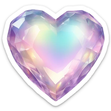 Sparkly glossy Pastel iridescent glass crystal glass heart sticker