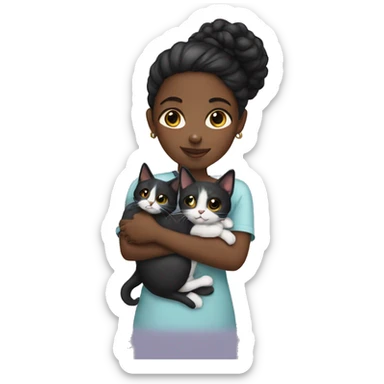 Black girl holding cats sticker