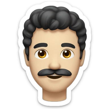 a guy with black hair, left fringe and a toothbrush mustache sticker