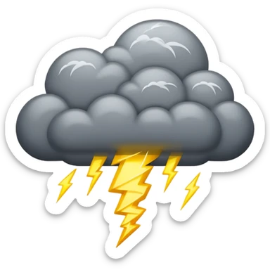 A thick thundercloud flashing with bright lightning sticker