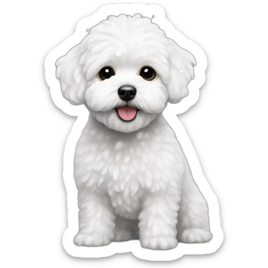 white maltipoo in the winter, having snow on the nose sticker