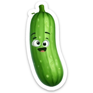 Cucumber holding a cucumber sticker