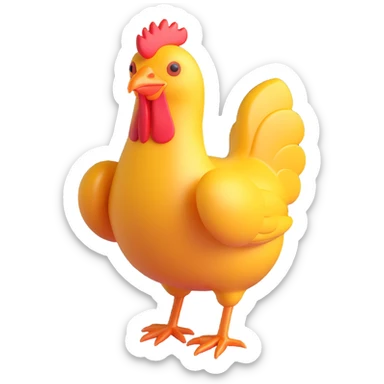 stylized 3D render chicken jockey exaggerated features glossy finish playful expression sticker