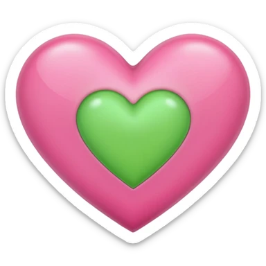 pink & green heart sticker