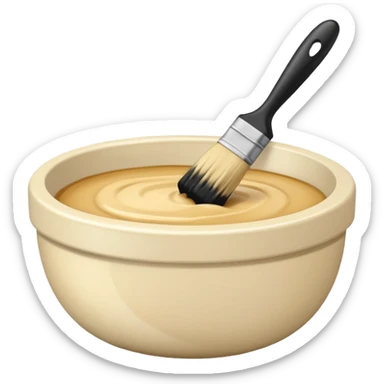 bowl of blonde hair dye with a brush next to it sticker