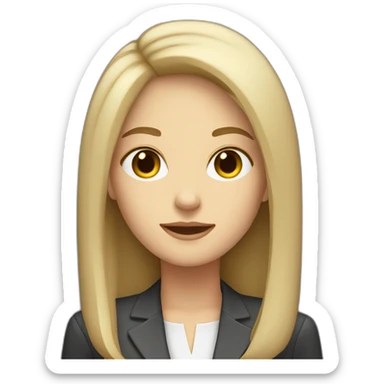 Dark Brown straight long hair white woman wearing suit sticker